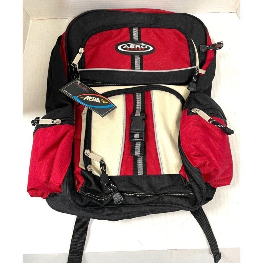 Aero Sports Backpack Red/Beige/Black‎ Student,Hiking NWT